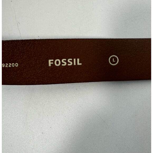 Fossil Leather Belt Twisted Center Braid Brass Brown/Cognac Oval Buckle Large - Picture 5 of 8